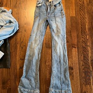 REVICE Blue Flare Wide Leg Jeans